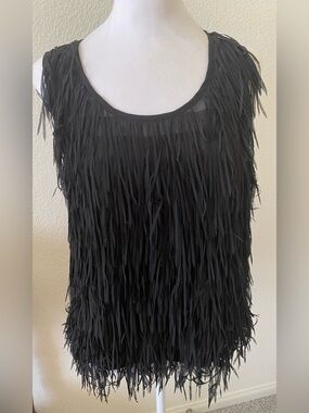 Black Fringe Tank Top- More Like A Small